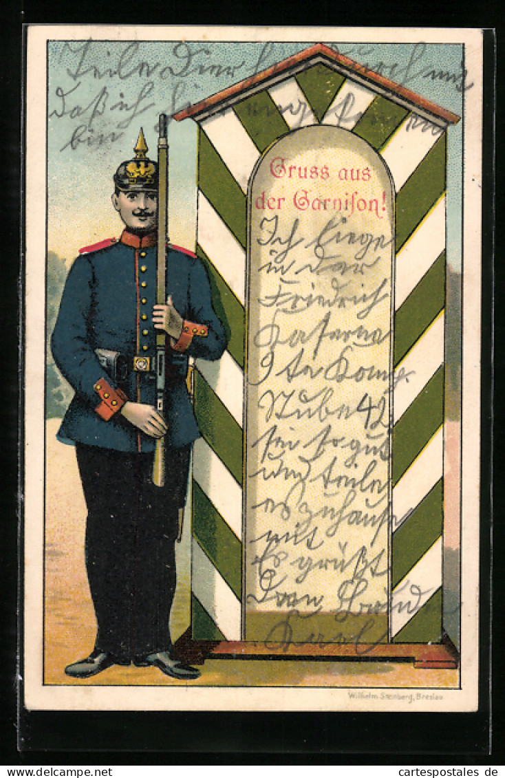 AK Soldat Der Garnison In Uniform Am Wachhäuschen  - Guerra 1914-18