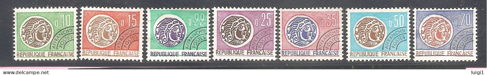 FRANCE - 1964/69. Préoblitérés - Série Complète Monnaie Gauloise. Y&T N°123 à 129. Sans Gomme / Utilisée. - 1964-1988