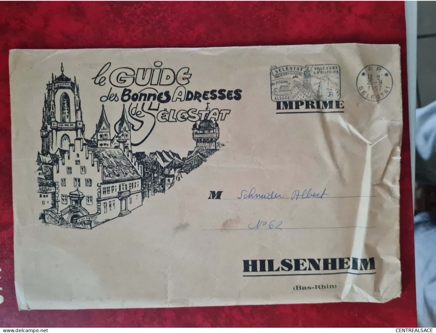 SELESTAT FLAME 1957 ENTETE LE GUIDE DES BONNES ADREESSES A SELESTAT POUR HILSENHEIM - Autres & Non Classés