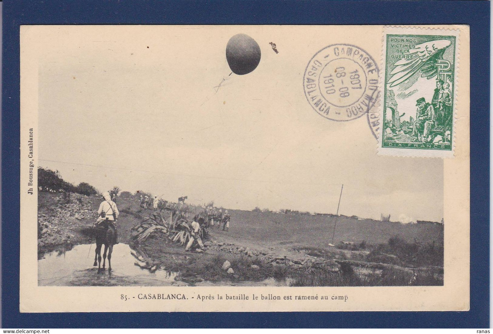 CPA Aviation > Montgolfières Militaria Circulée Maroc Casablanca - Globos