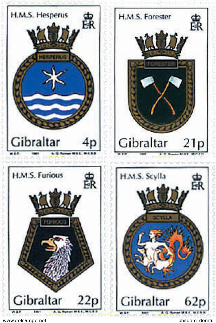 83455 MNH GIBRALTAR 1991 ESCUDOS DE LOS BARCOS DE LA ROYAL NAVY - Gibilterra