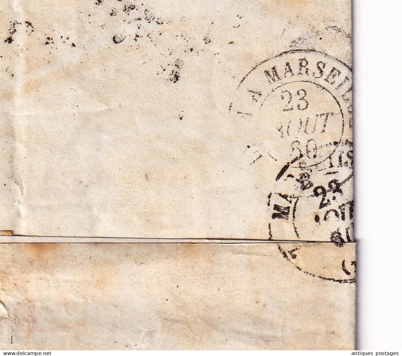 Lettre 1860 Saint Etienne Loire Desgrand Père et Fils Marseille Bouches du Rhône Timbre Napoléon III non dentelé 20c