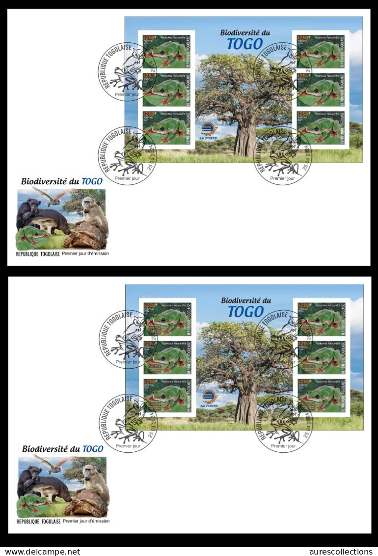 TOGO 2024 FDC MS 6V IMPERF - REGULAR & OVERPRINT - FROG FROGS GRENOUILLE GRENOUILLES - BIODIVERSITY BIODIVERSITE - Frogs