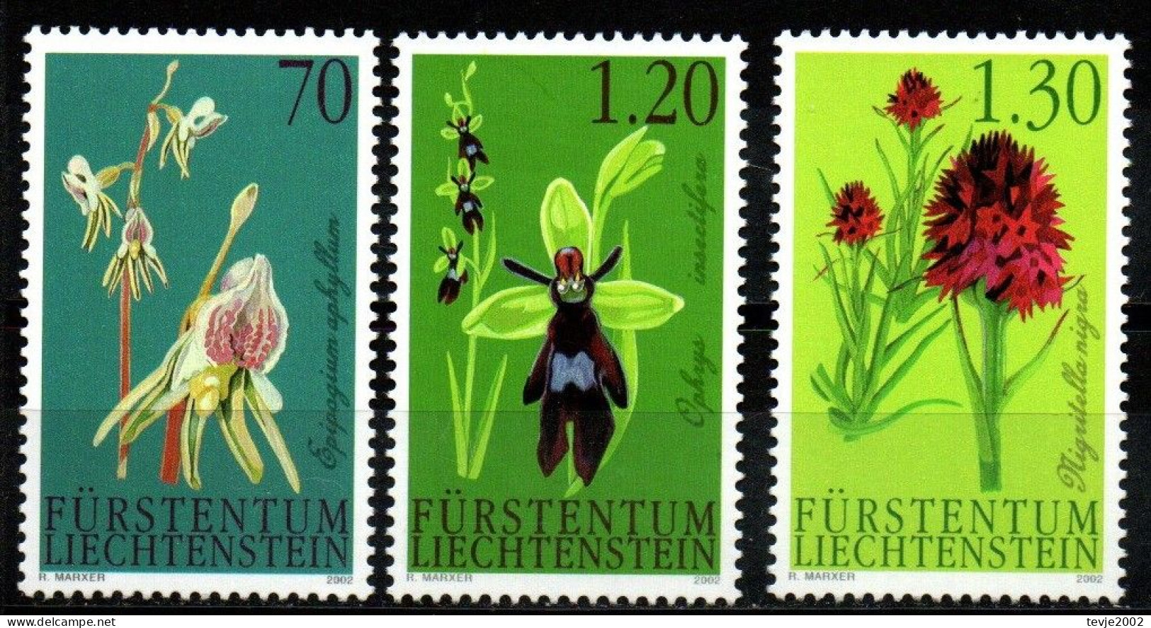 Liechtenstein 2002 - Mi.Nr. 1301 - 1303 - Postfrisch MNH - Blumen Flowers Orchideen Orchids - Orchidées