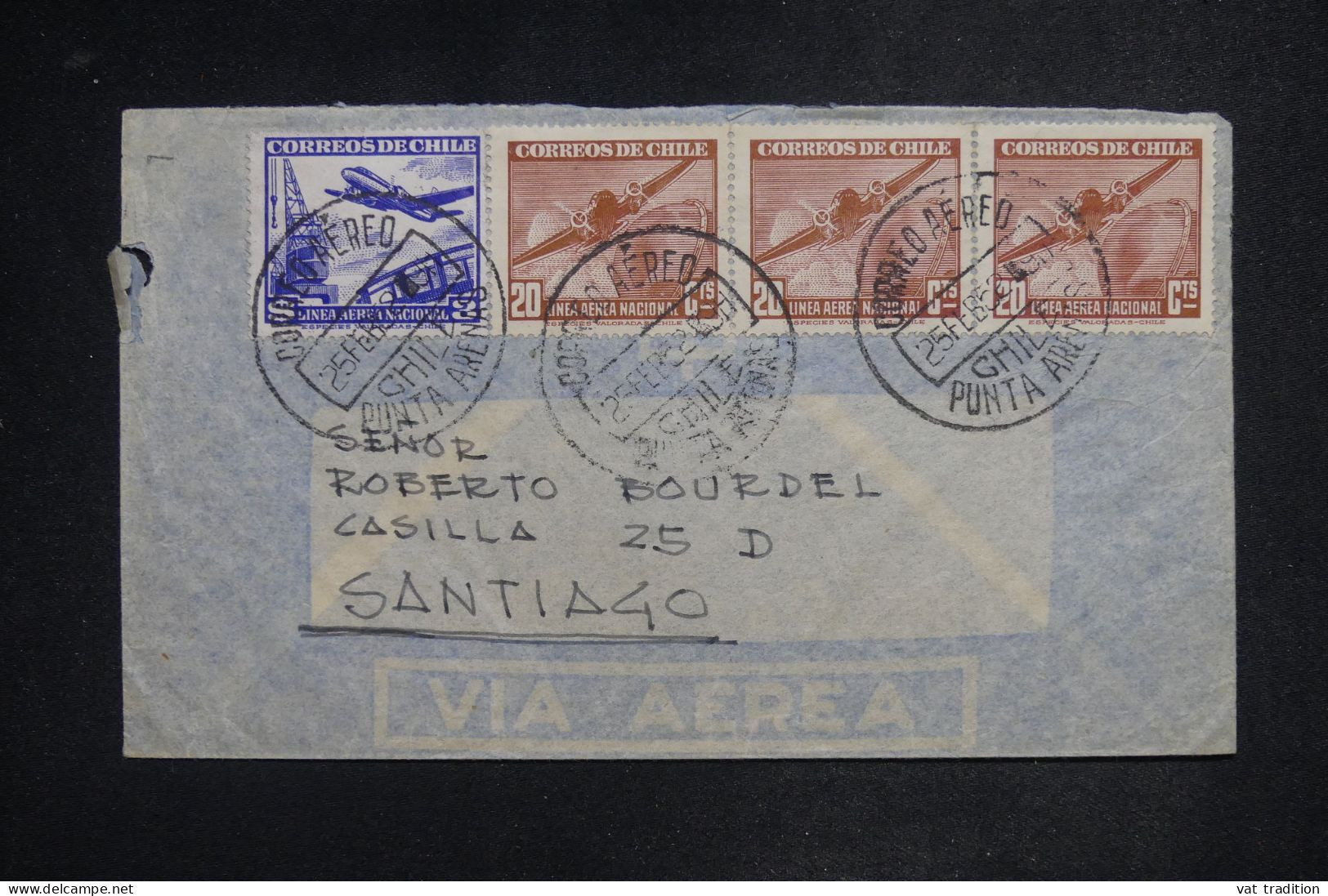 CHILI - Lettre Par Avion Vol Intérieur - 1952 - Défaut - A 2950 - Cile