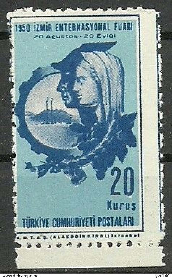 Turkey; 1950 Izmir International Fair 20 K. ERROR "Shifted Perf." - Unused Stamps