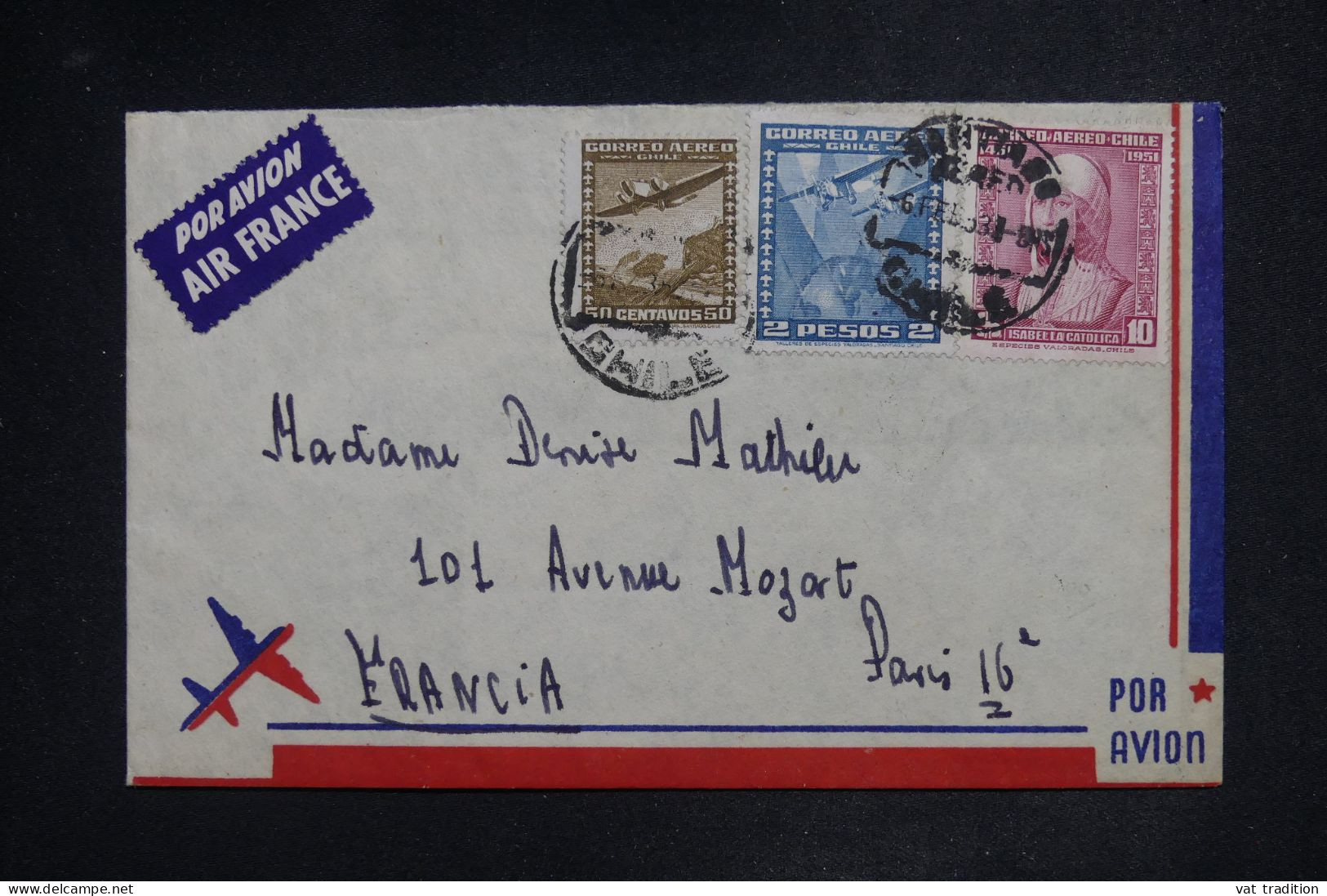 CHILI - Lettre Par Avion Air France > La France - 1931 - A 2951 - Chile