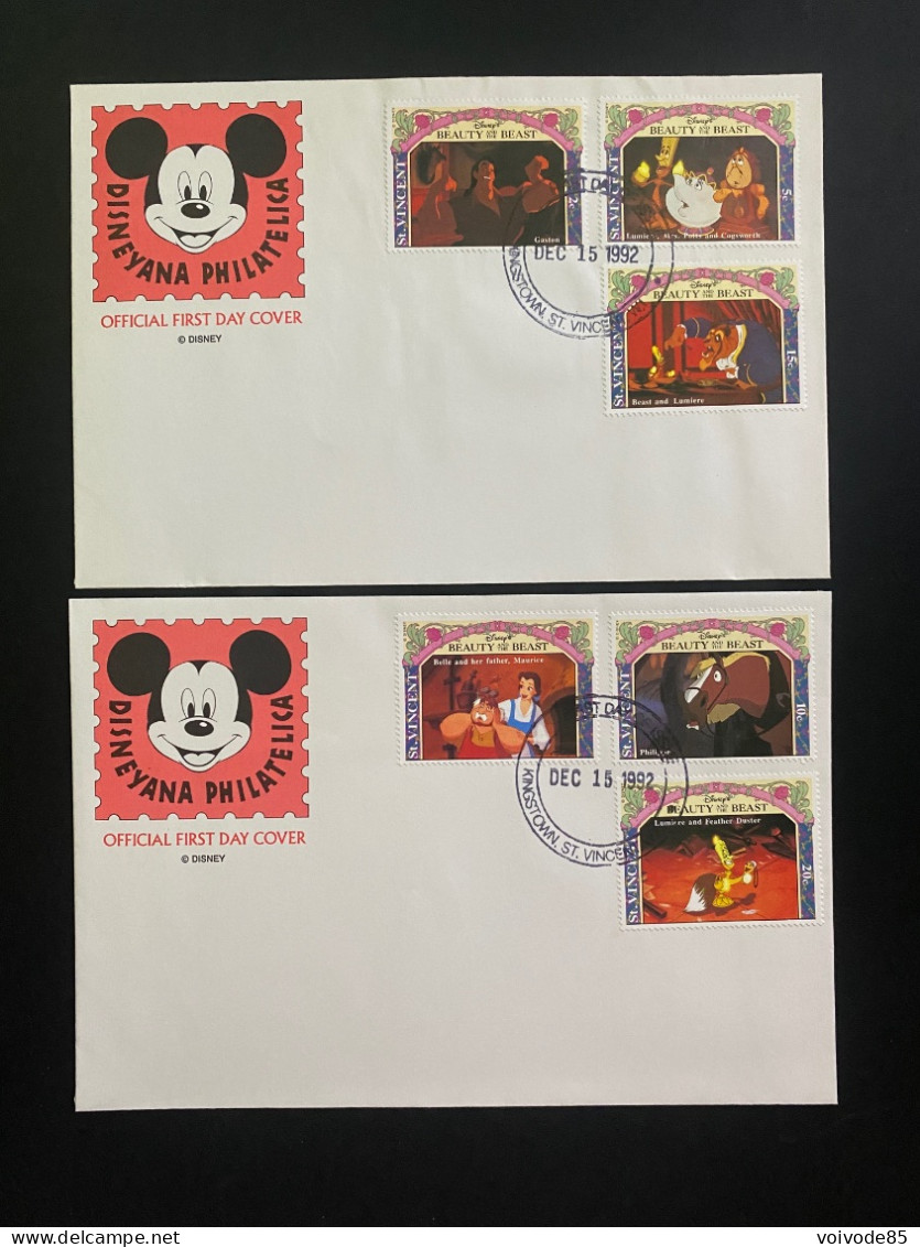 FDC Saint Vincent - 15/12/1992 - Walt Disney - Beauty And The Beast - Disney