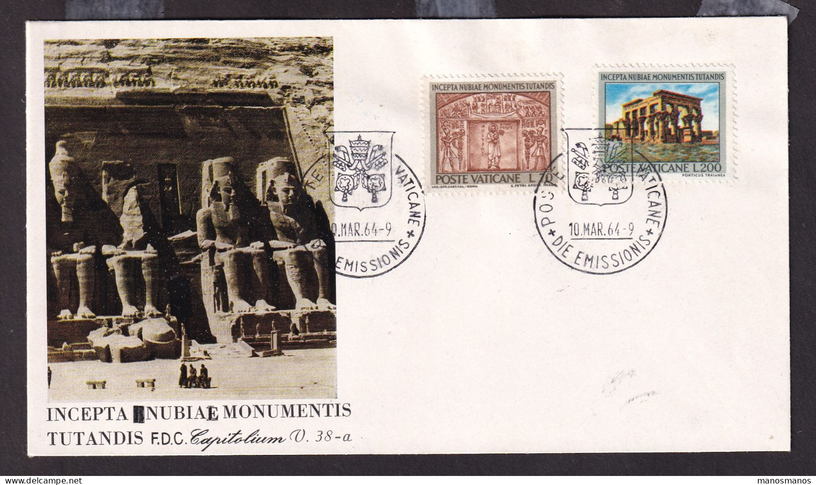 362/31 - EGYPTOLOGY - SAVE THE MONUMENTS OF NUBIA CAMPAIGN - VATICAN F.D.C. 1964 - Archäologie