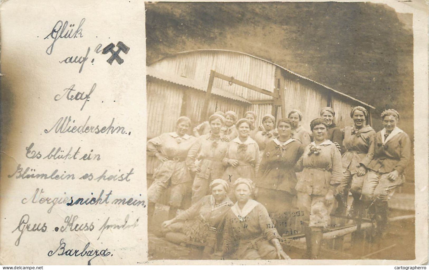 Social History Souvenir Real Photo Woman Workers Miners Group Photo Barbara - Fotografie