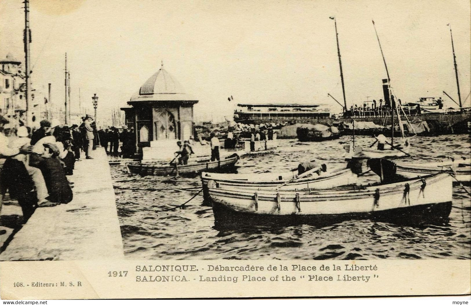 2178 -  GRECE - SALONIQUE  :   DEBARCADERE DE LA PLACE DE LA LIBERTE -CIRCULEE En 1917 - Grecia