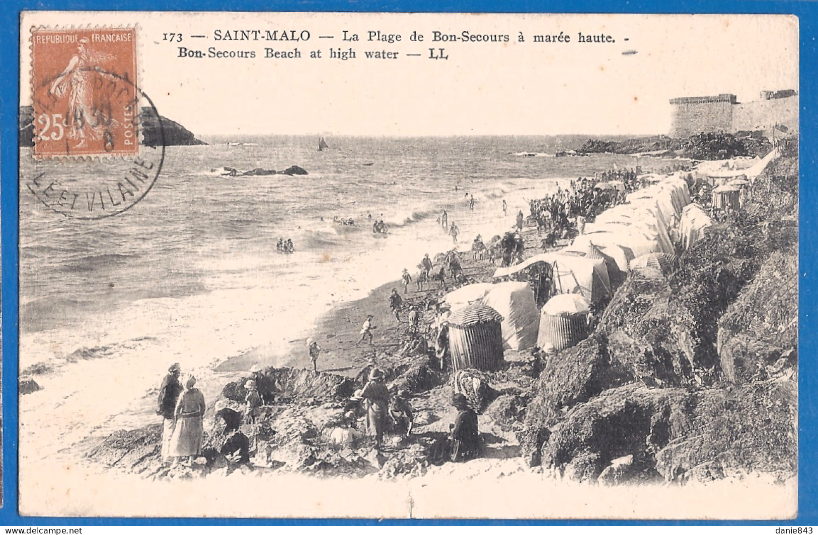 CPA - ILLE ET VILAINE - SAINT MALO - LA PLAGE DE BON-SECOURS A MARÉE HAUTE - Animation, Tentes De Plage - Saint Malo