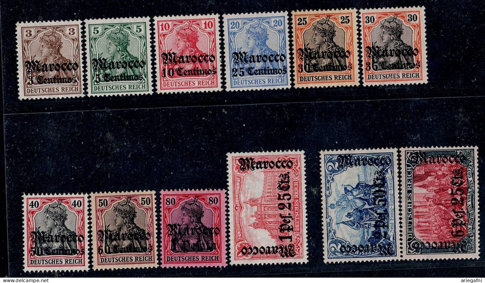 GERMANY 1905  COLONIES POST OFFICE MOROCCO MI No 21-33 MNH VF!! - Deutsche Post In Marokko