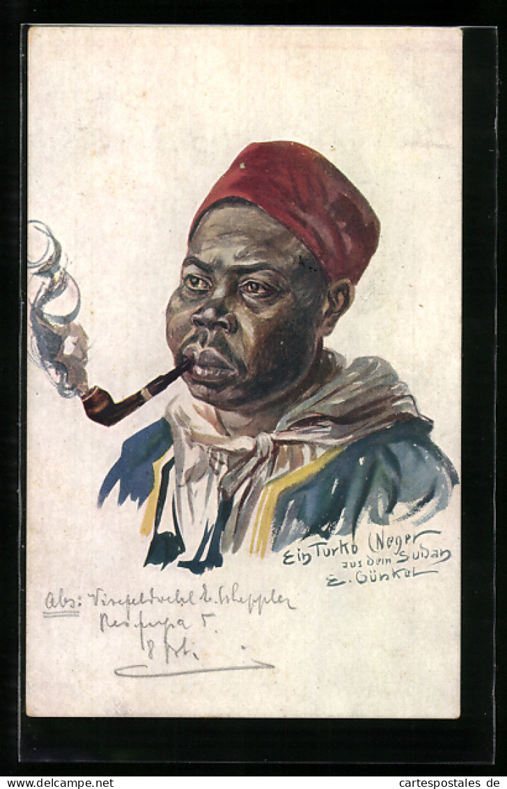 Künstler-AK Turko Neger Aus Dem Sudan, Kriegsgefangenenportrait  - Oorlog 1914-18