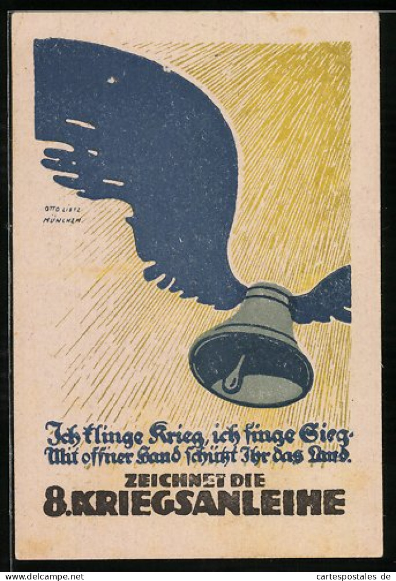 AK Glocke Mit Flügeln, Zeichnet Die 8. Kriegsanleihe  - Weltkrieg 1914-18