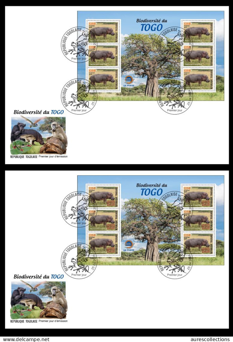 TOGO 2024 FDC MS 6V - REGULAR & OVERPRINT - HIPPOPOTAMUS HIPPOPOTAME HIPPOPOTAMES - BIODIVERSITY BIODIVERSITE - Sonstige & Ohne Zuordnung