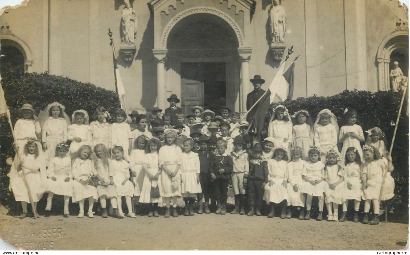 Social History Souvenir Real Photo Religious Group Children Church - Photographs