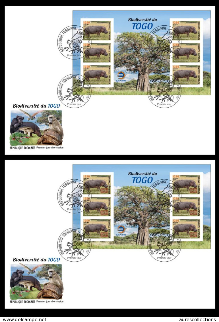 TOGO 2024 FDC MS 6V IMPERF - REGULAR & OVERPRINT - HIPPOPOTAMUS HIPPOPOTAME HIPPOPOTAMES - BIODIVERSITY BIODIVERSITE - Altri & Non Classificati