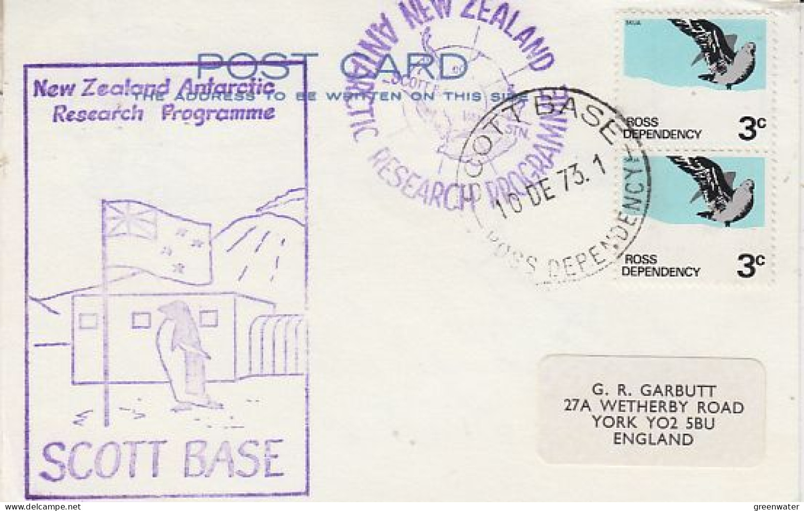 Ross Dependency  NZARP Signatures Ca Scott Base 10 DEC 1973 (RT216) - Storia Postale