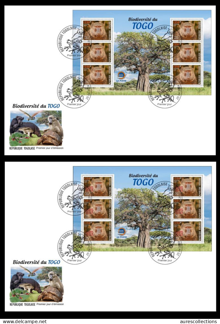 TOGO 2024 FDC MS 6V - REGULAR & OVERPRINT - MONKEY MONKEYS APES APE BABOON SINGES - BIODIVERSITY BIODIVERSITE - Mono