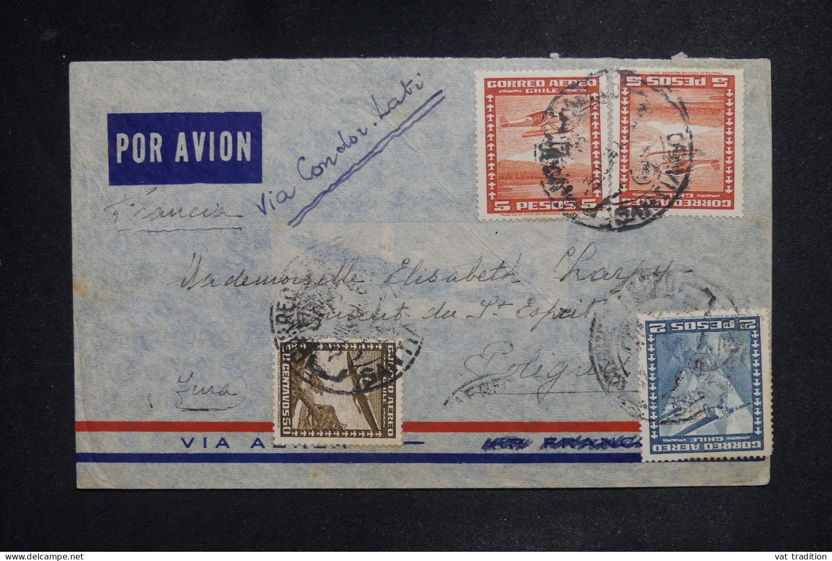 CHILI - Lettre Par Avion Via Condor Lati > La France - A 2958 - Cile