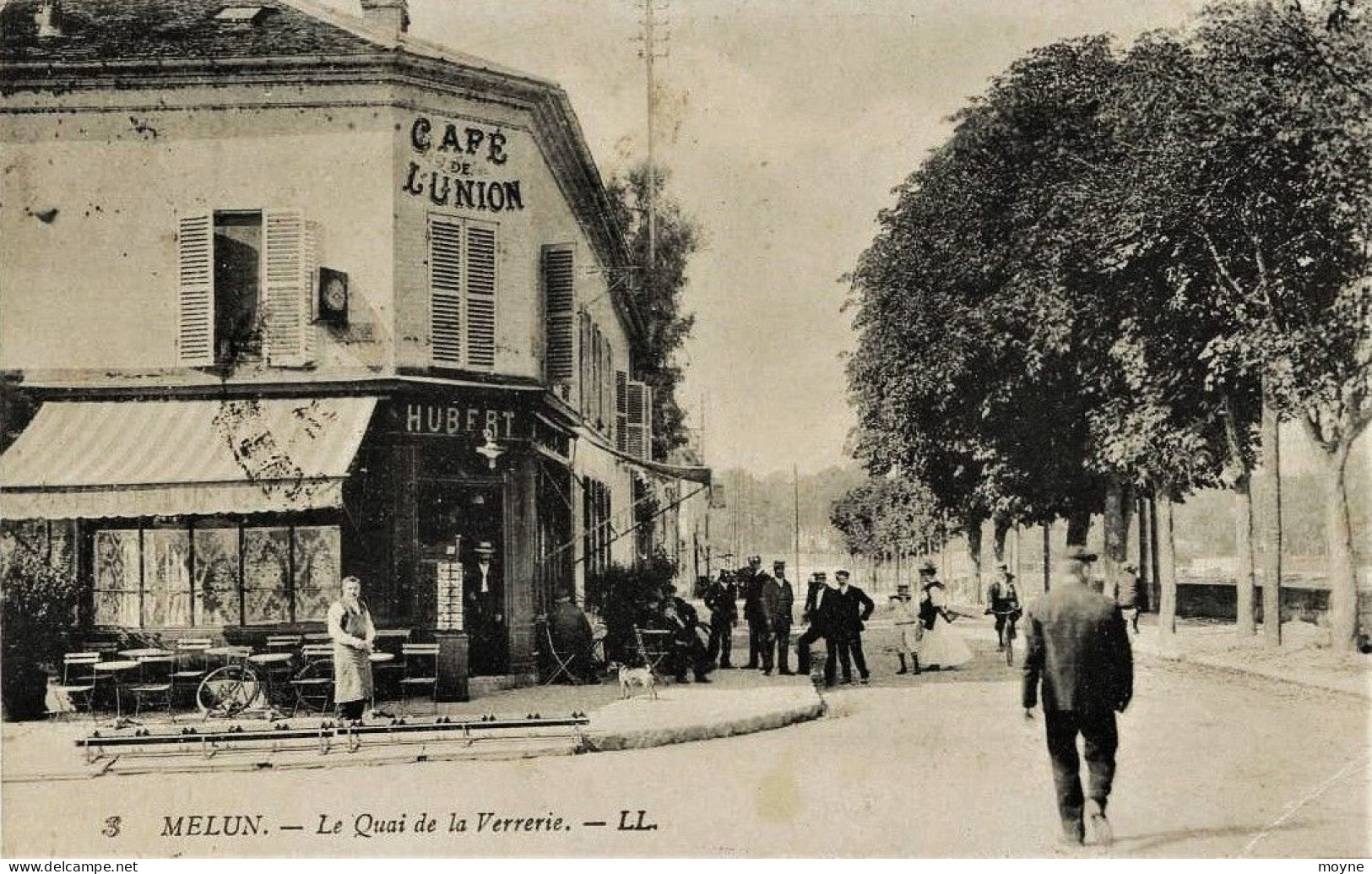 2188 - MELUN  :  CAFE  DE  L'UNION  -  Chez  HUBERT  - QUAI DE LA VERRERIE  CIRCULEE En 1904 - Melun