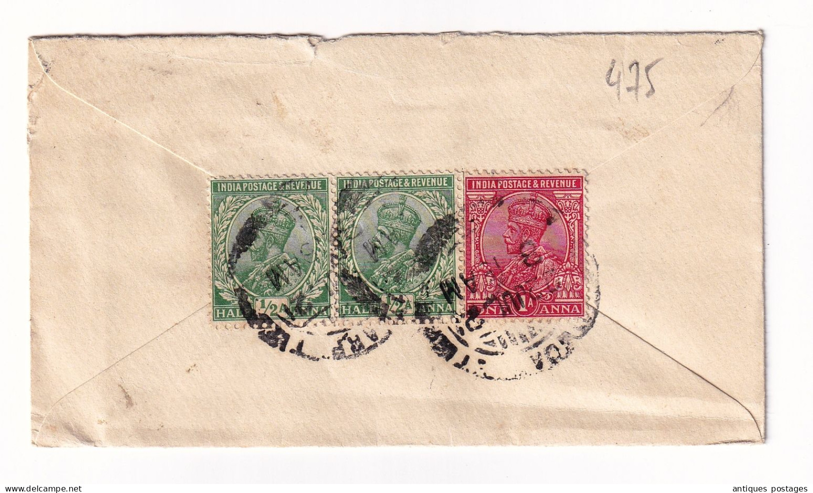 Lettre 1921 Postal Stationery Inde India Postage Half Anna La Chaux De Fonds Suisse Switzerland King George V - 1911-35 Koning George V