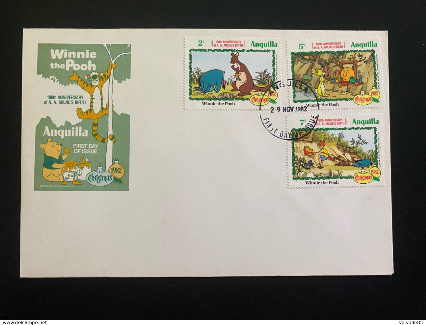 FDC Anguilla - 29/11/1982 - Walt Disney - Winnie The Pooh - L'Ourson - Disney