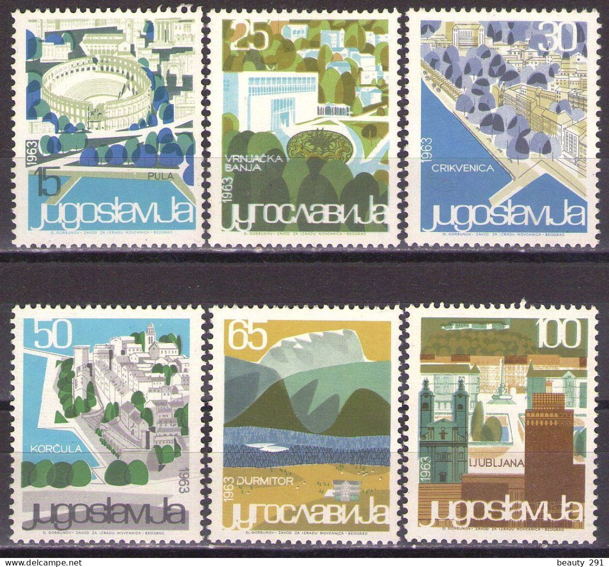 Yugoslavia 1963 - Tourist Resorts III - Mi 1040-1045 - MNH**VF - Neufs