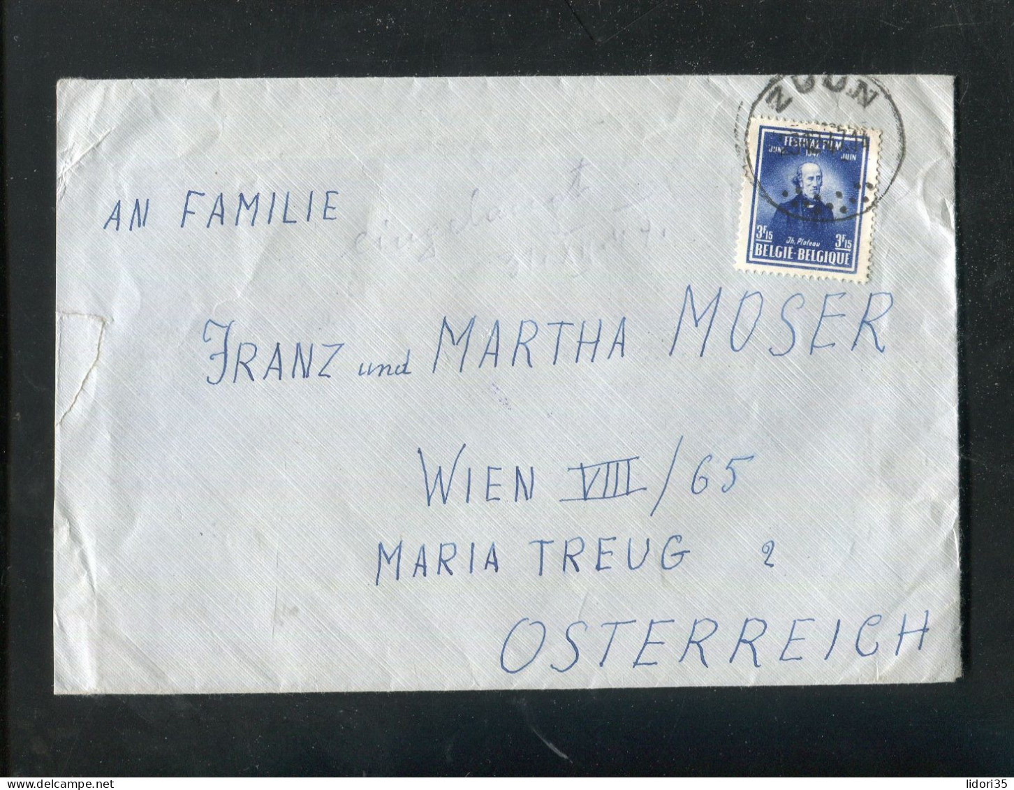 "BELGIEN" 1950, Brief Mit Rueckseits "ZENSUR" (Oesterreichische Zensurstelle) Nach Wien (L1268) - Storia Postale