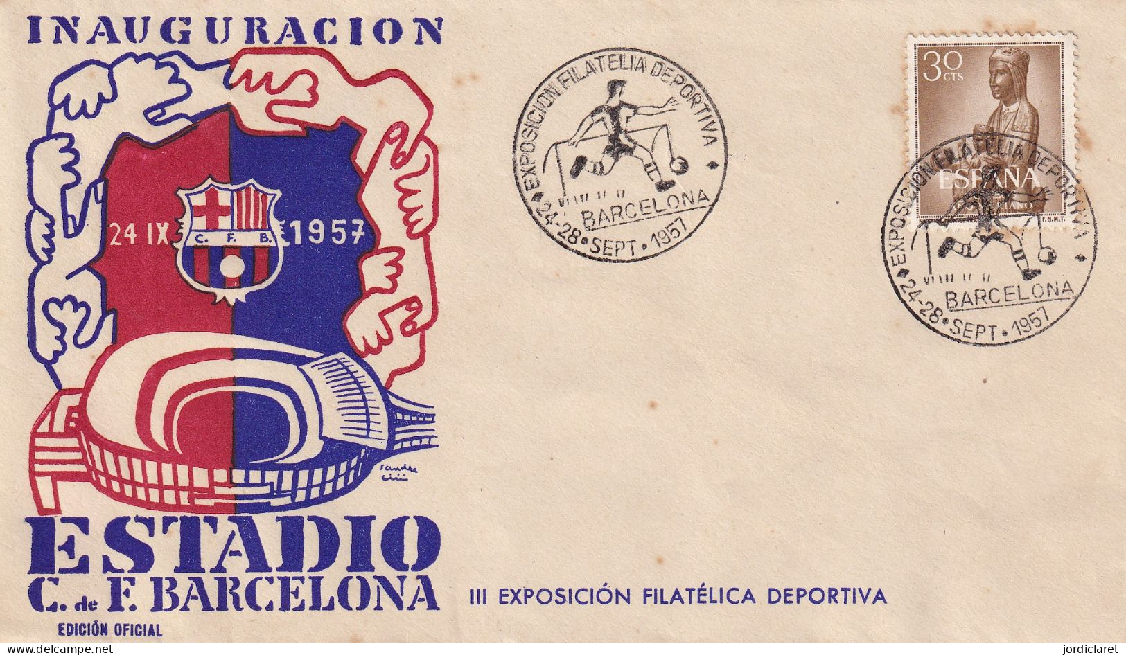 POSTMARKET  1957  C.F BARCELONA - Equipos Famosos