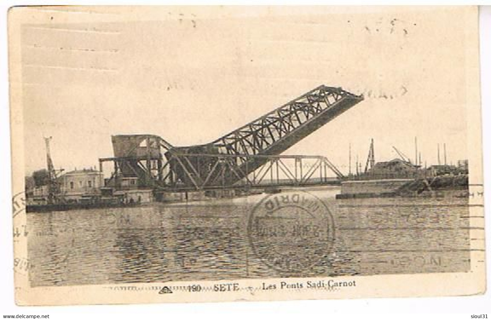 34  SETE CETTE LE PONT SADICARNOT  1941  TAMPON CENSURE - Sete (Cette)