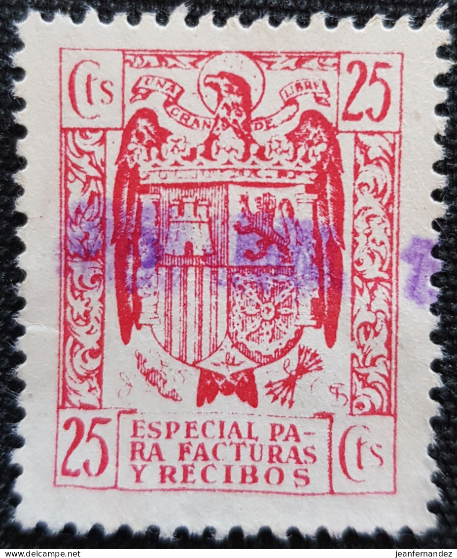 Fiscales Aguila  U39 1939 Especial Para Facturas Y Recibos 25 Cts - Fiscales