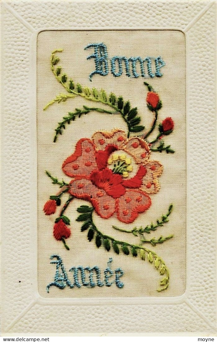 2192 - SUPERBE CARTE BRODEE -  BONNE  ANNEE  - - Ricamate