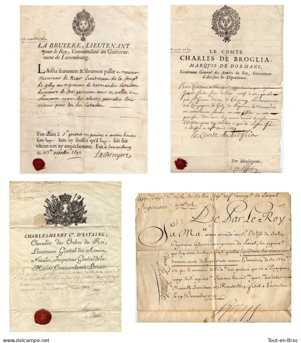 LOT De 4 Originaux Anciens Et Historiques 1714 - 1689 - 1690 - 1773 - Manuscripten