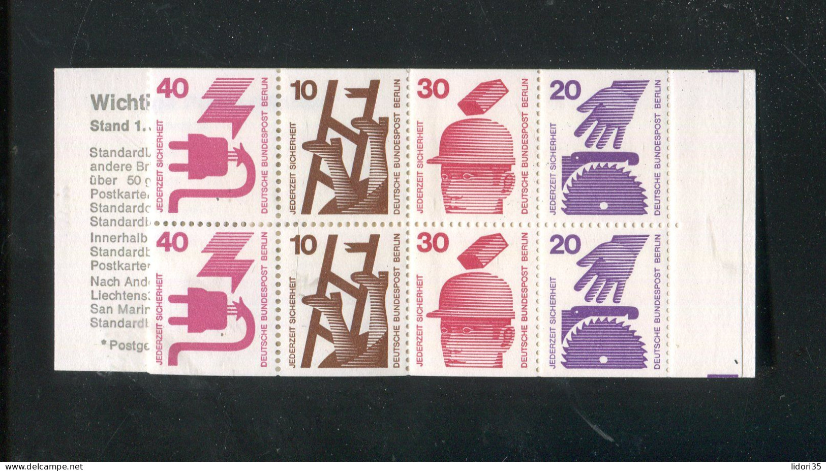 "BERLIN" 1974, Markenheftchen Mi. 9c I OZ ** (L1270) - Cuadernillos