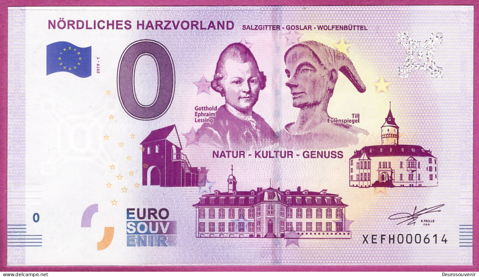 0-Euro XEFH 2019-1 NÖRDLICHES HARZVORLAND - SALZGITTER - GOSLAR - WOLFENBÜTTEL - Essais Privés / Non-officiels