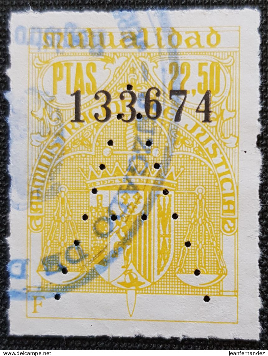 Fiscales Mutualidad 22.50Ptas Perforé A - Revenue Stamps