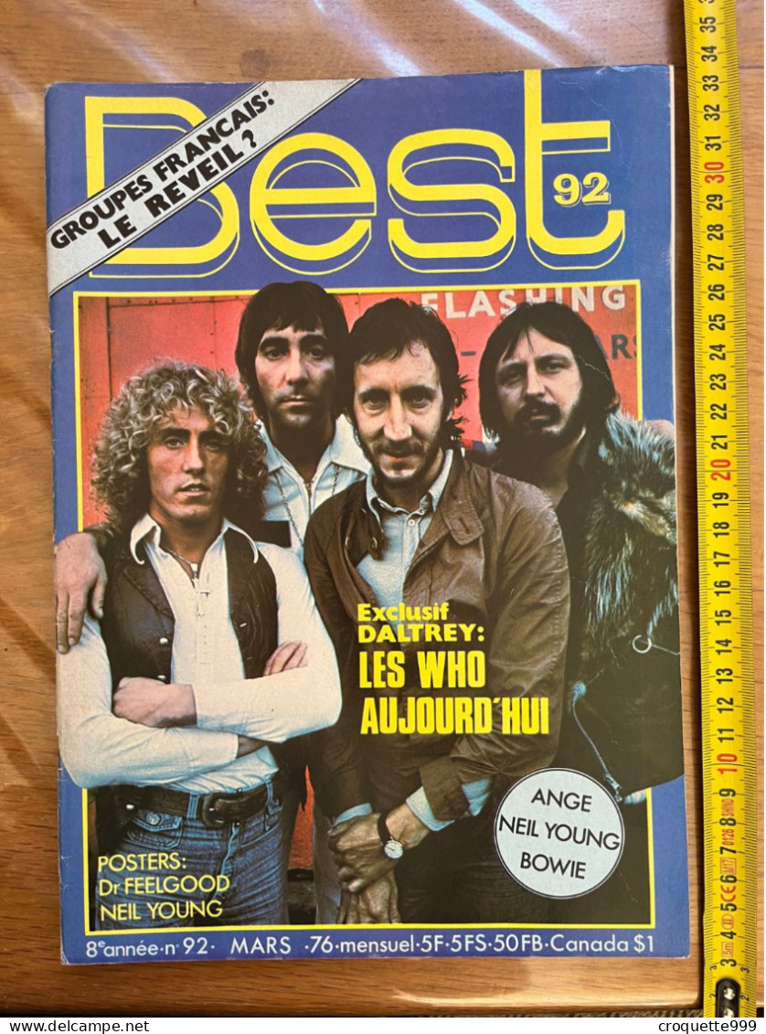 1976 BEST 92 Daltrey Who Ange Neil Young Bowie POSTER Dr Feelgood - Música