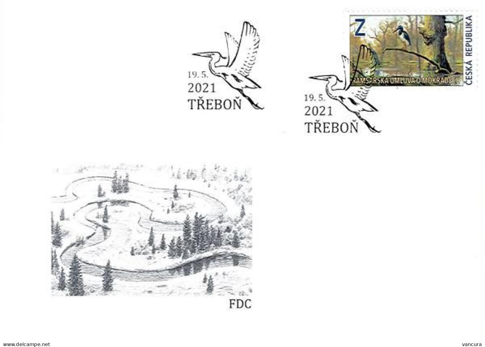 FDC 1120 Czech Republic Ramsars Agreement About Protection Of Wetlands 2021 Black Stork - Storks & Long-legged Wading Birds