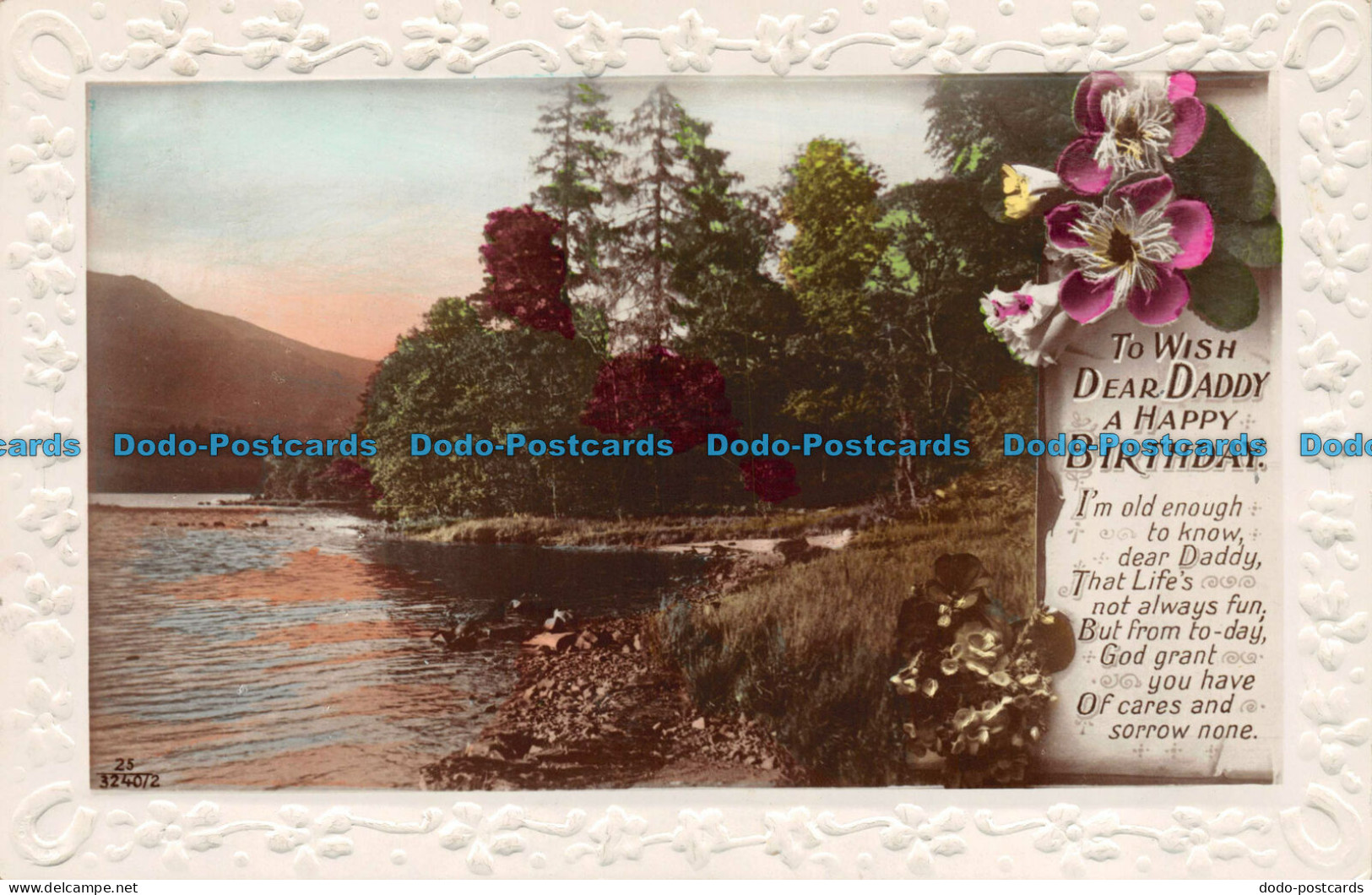 R084367 Greeting Postcard. To Wish Dear Daddy A Happy Birthday. Lake And Mountai - World