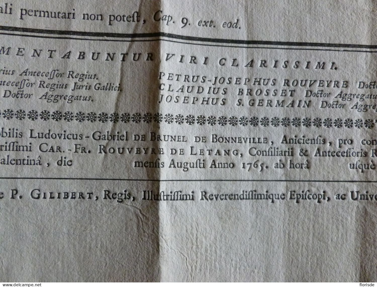 Document En Latin De Jurisprudence Sur Les Risques Et Les Avantages Du Bien Vendu - 1765 - Historical Documents