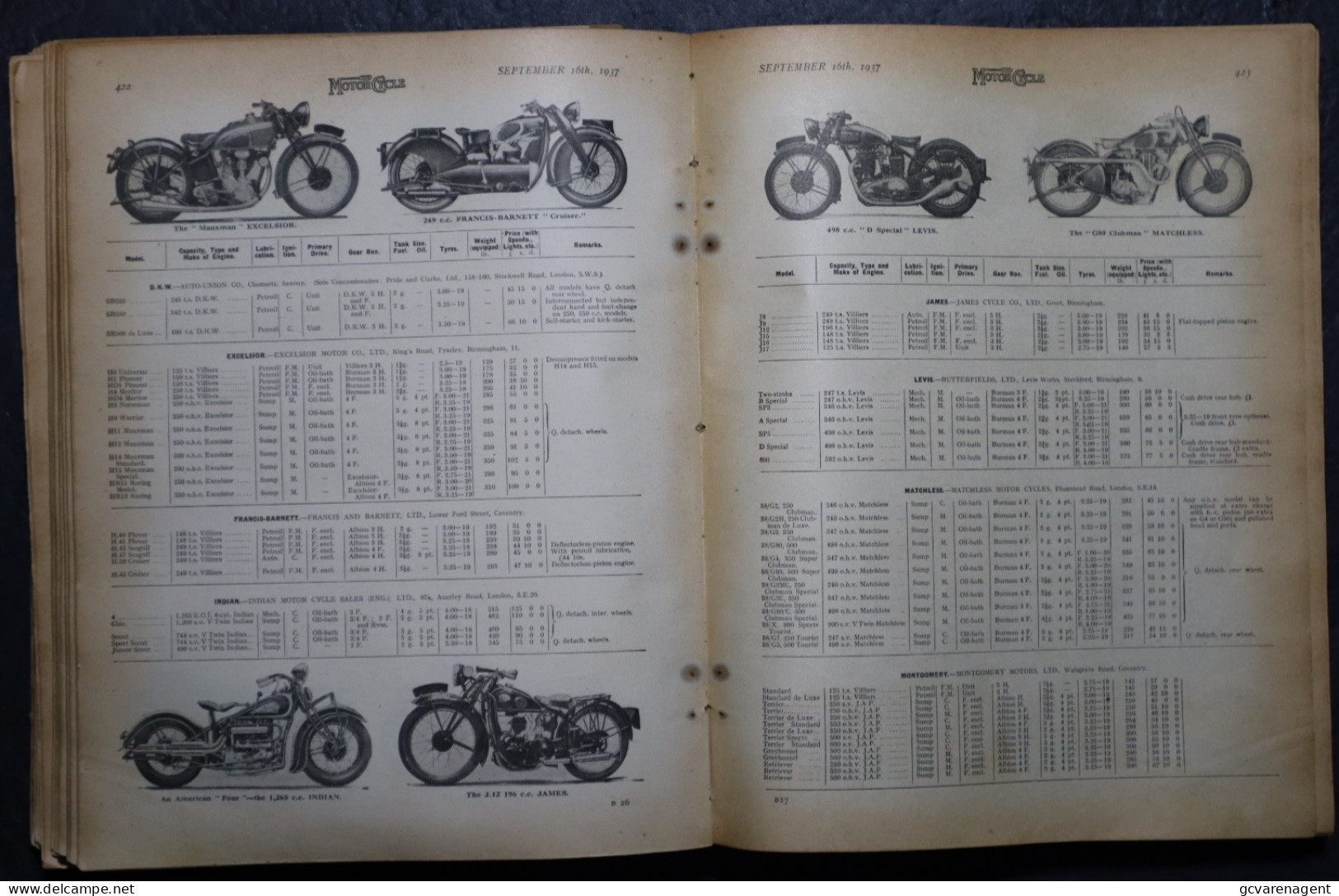 THE MOTOR CYCLE  - JUNE 17th 1937 N° 1784  TO NOVEMBER 18th 1937  = 270 X 215 X 5 CM  = BOUND EPISODES  SEE IMAGES - 1900-1949