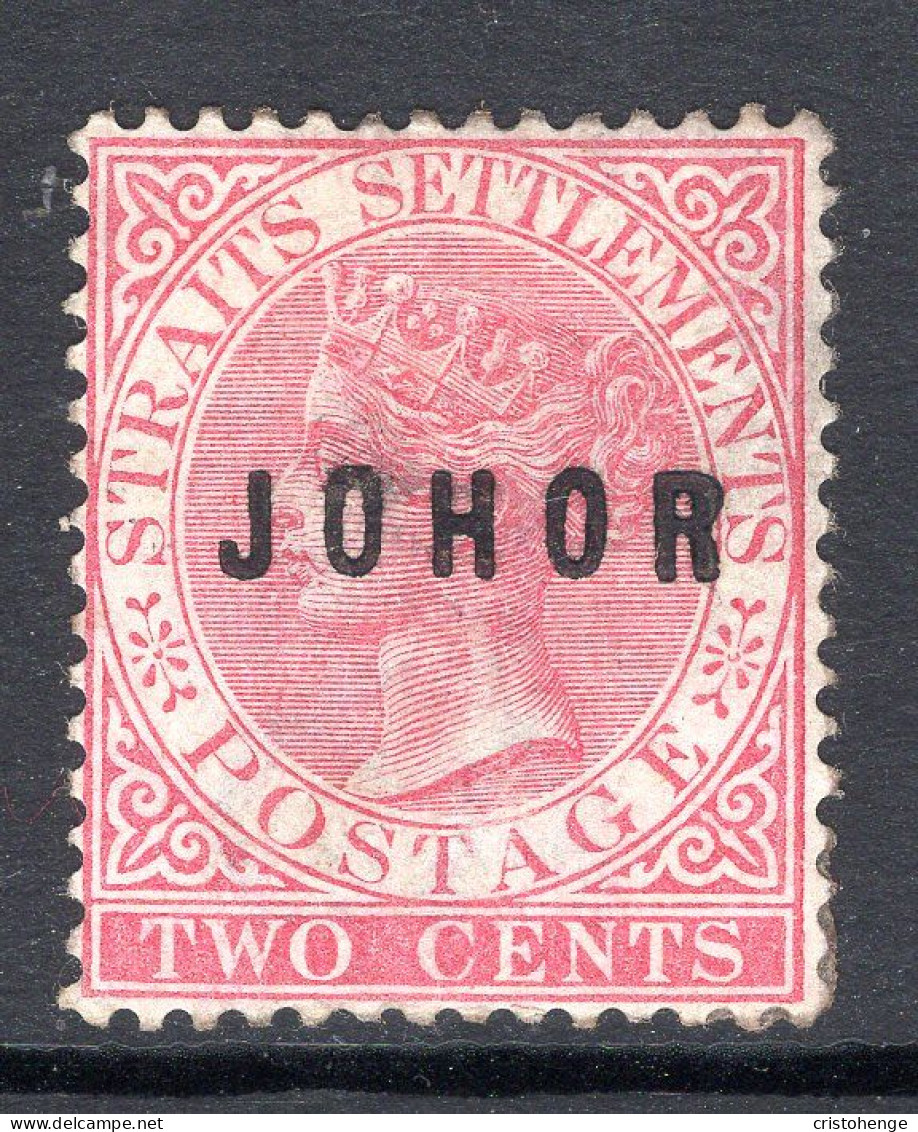 Malaysian States - Johore - 1884-86 QV Overprints - Type 9 - 2c Pale Rose MNG (SG 9) - Johore