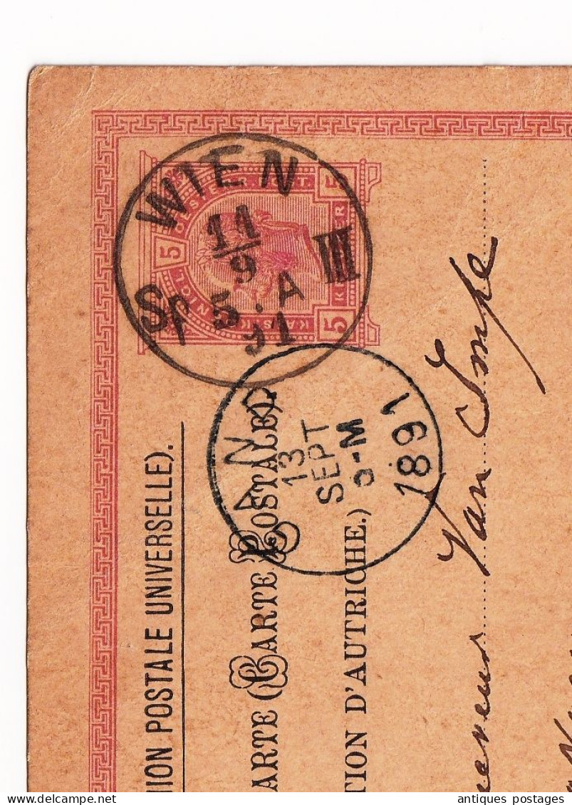 Correspondenz Karte 1891 Wien Österreich Austria Gand Belgique Autriche Postal Stationery Union Postale Universelle - Postkarten