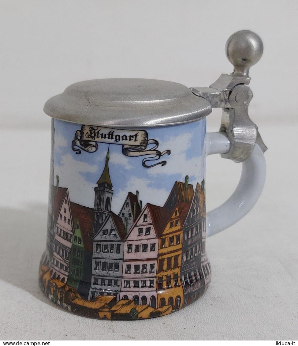 66073 Boccale Birra In Ceramica E Metallo - Stuttgart - H. 6 Cm - Tazze