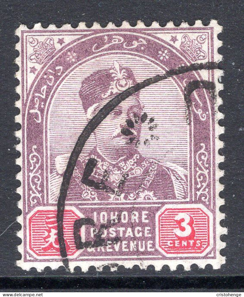 Malaysian States - Johore - 1891-94 Sultan Abu Bakar - 3c Dull Purple & Carmine Used (SG 23) - Johore