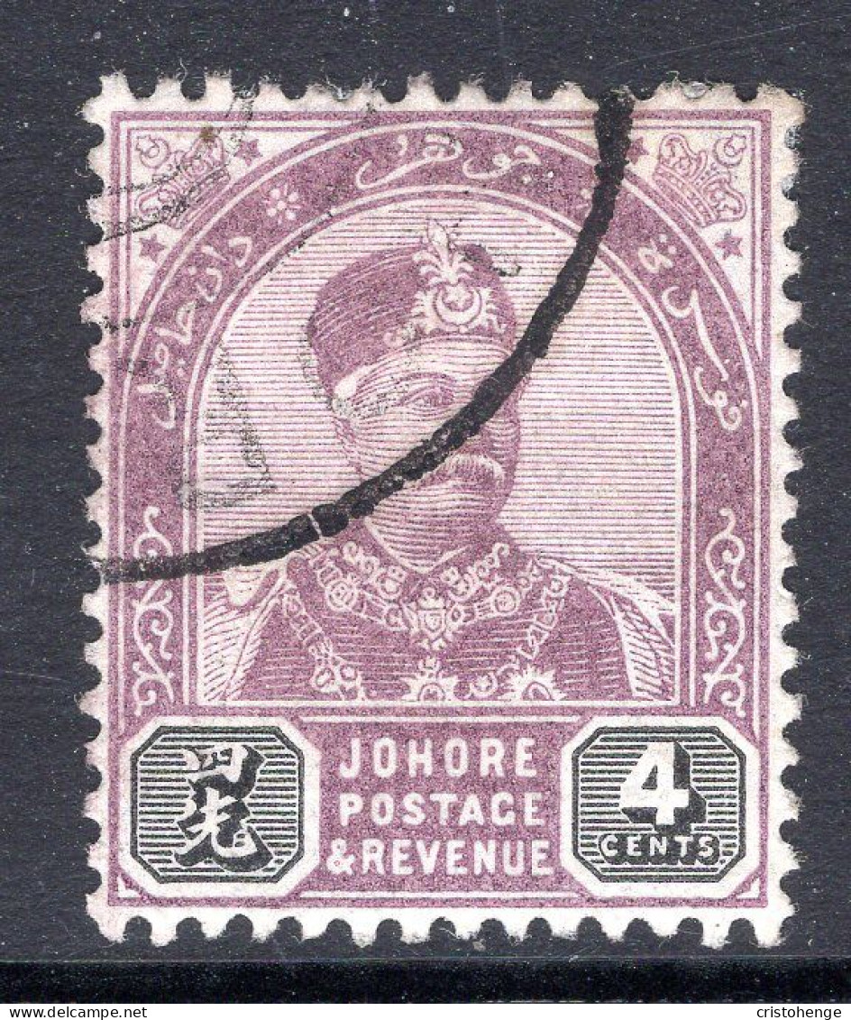 Malaysian States - Johore - 1891-94 Sultan Abu Bakar - 4c Dull Purple & Black Used (SG 24) - Johore