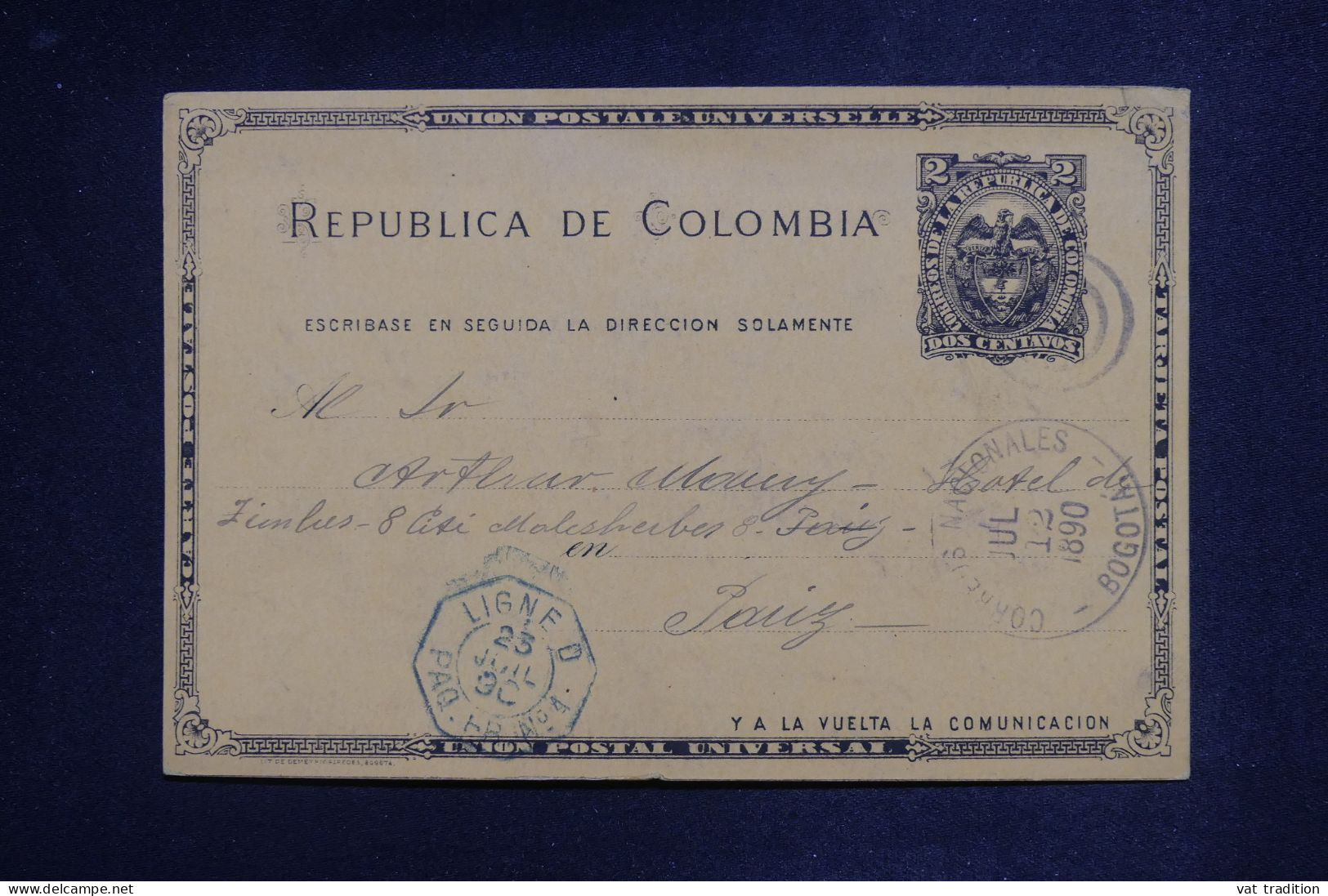 COLOMBIE - Entier De Bogota Par Paquebot Ligne D > La France - 1890 - A 2965 - Kolumbien