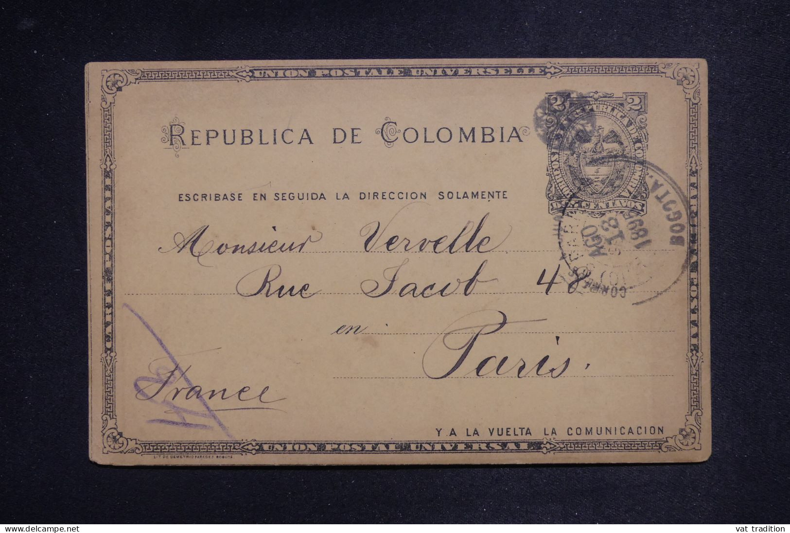 COLOMBIE - Entier De Bogota > La France - 1895 - A 2966 - Kolumbien